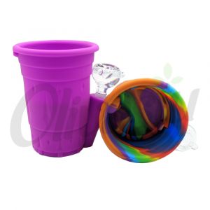 Silicone Bubble Cup Water Pipe Bong with Glass Bowl & Lid