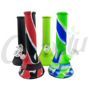 Silicone Water Bong with Glass Stem & Bowl - Random Colour
