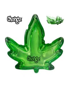 Chongz Green Leaf Shaped Glass Ashtray