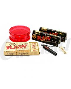 RAW Black 1 1/4" Papers Cone Creator Set with Grinder & Pre Rolled Tips