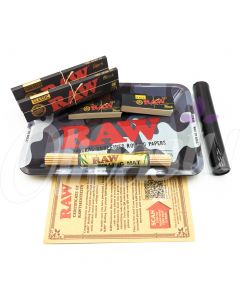 RAW Camo Mini Black Papers Rolling Tray Set