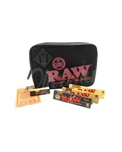 RAW Black Weekender Smokers Pouch Set - Rolling papers + Tips