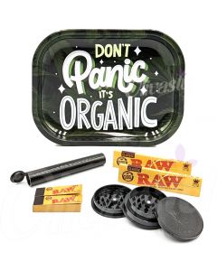 Don't Panic It's Organic Rolling Tray with Raw Classic Papers & Tips