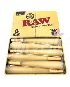 RAW Tin Case with 6 King Size Pre Rolled Cones