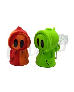 Silicone Ghost Smoking Pipe with Glass Bowl & Tool