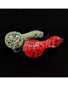 Glass Spoon Pipe - Red & Green