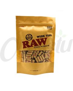RAW Unrefined Authentic Wide Pre-Rolled Tips - 180