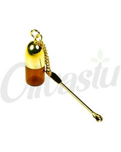 Snuff Brown Bottle with Gold Spoon