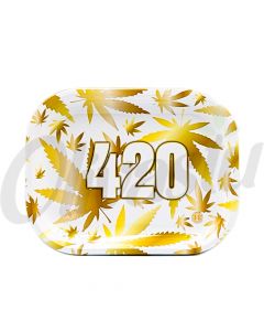 V Syndicate 420 Gold Weed Leaf Rolling Tray