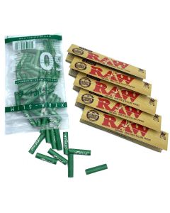Raw King Size Slim Rolling Papers with Purize Carbon Filters