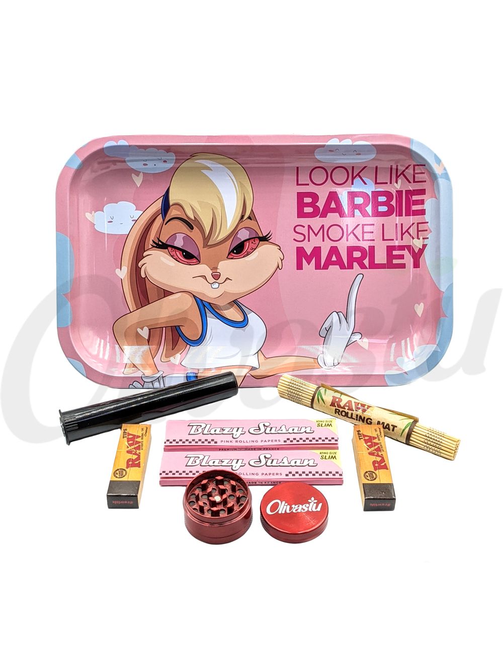 Look Like Barbie Smoke Like Marley Rolling Tray Set