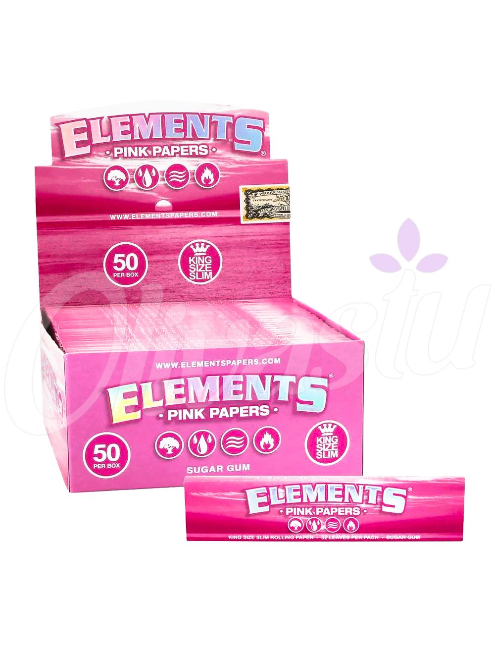  1 box - Elements RED King Size Slim Slow Burn rolling