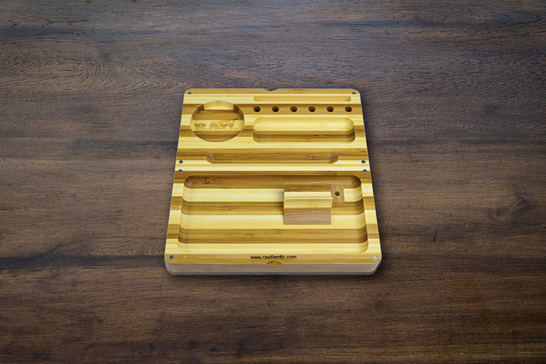 Raw Back Flip Striped Bamboo Rolling tray- Limited Edition