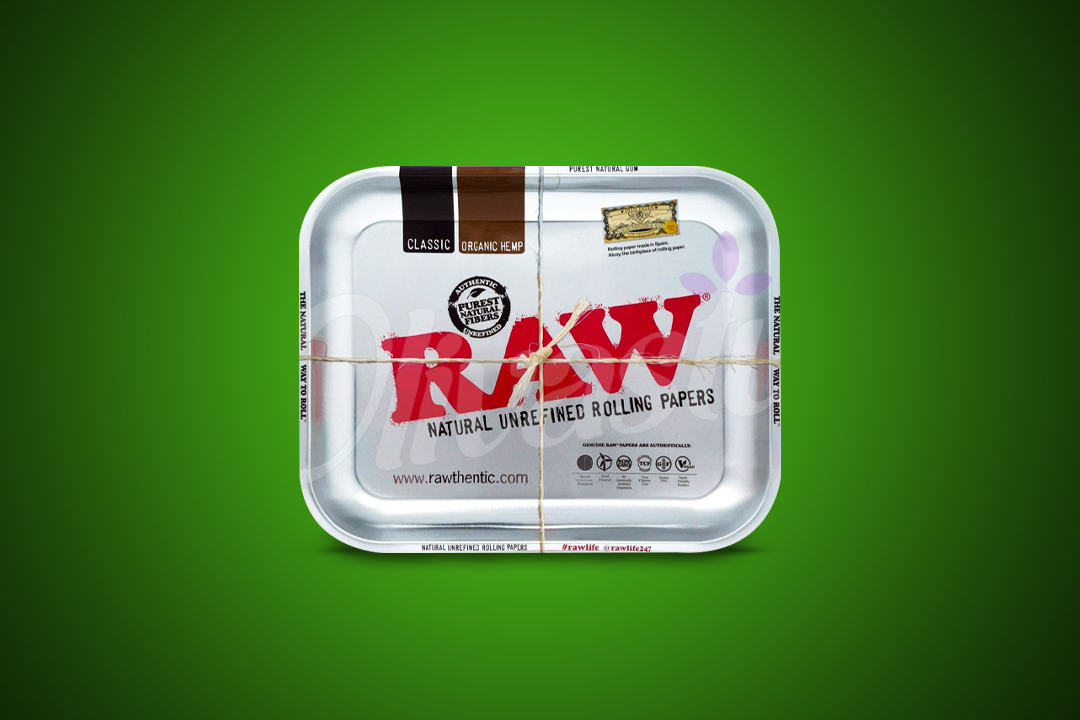 Raw Organic Hemp Silver Metal Small Rolling tray