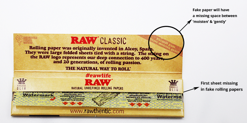 spot fake raw rolling papers